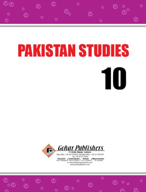 10th (Matric-II) Pakistan Studies Text Book in PDF by Punjab Textbook Board for Urdu Medium