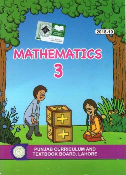 Three Class Maths English Medium Text Book by Punjab Board