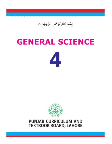 4th Gen. Science PDF by Punjab Board for English Medium Students